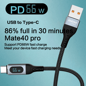 PD 66W USB TO C fast charging data cable with power display  L7Max